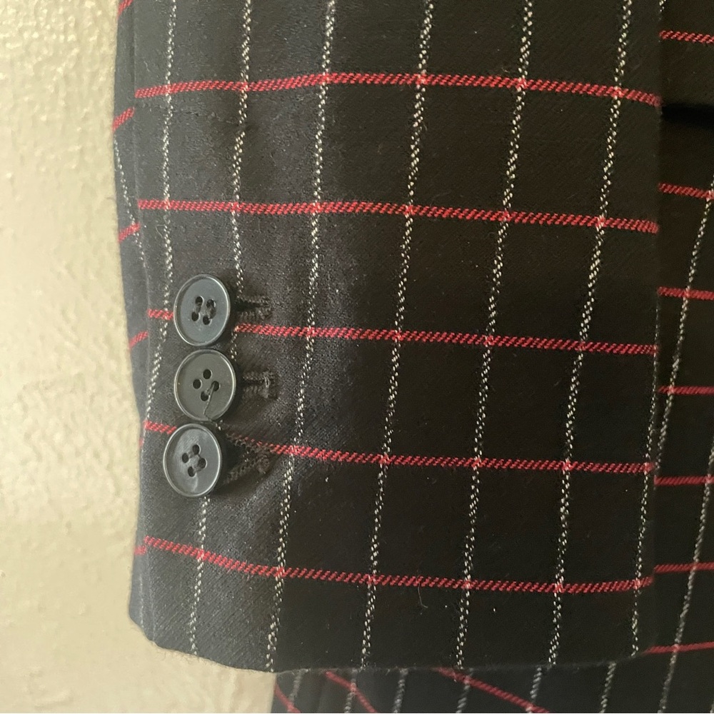 Zara Basic Black Red Windowpane Double Breasted B… - image 4